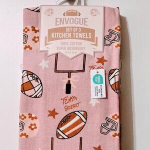 Envogue Pink Football Team Spirit Themed Kitchen Towels Set of 3